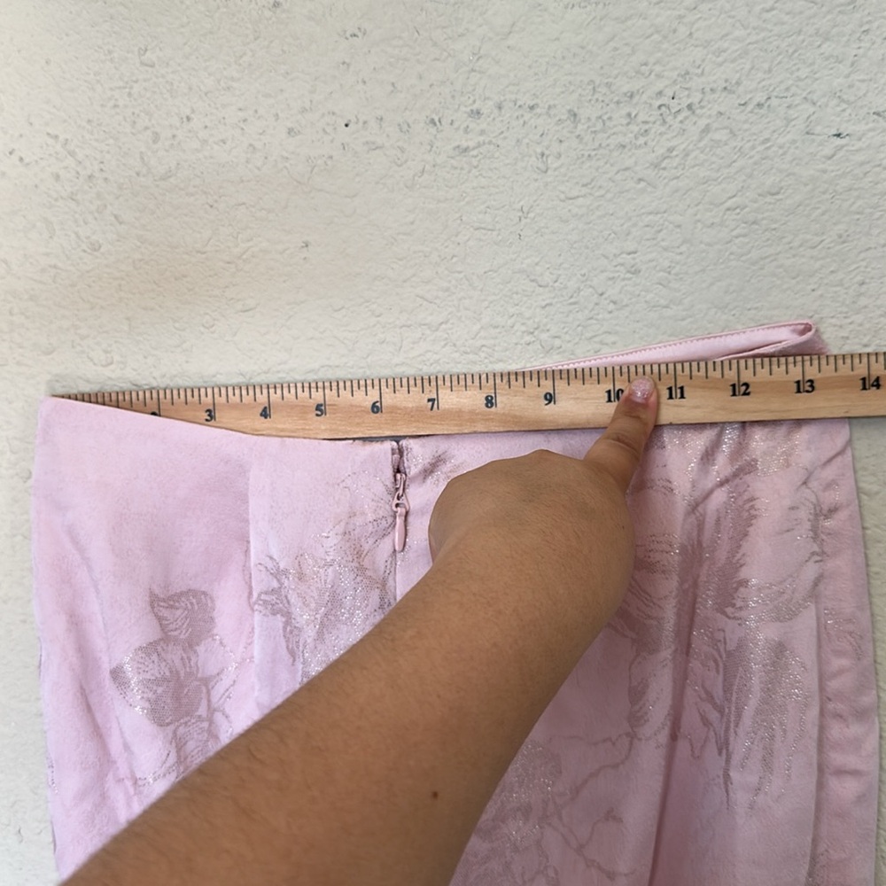 HOUSE OF CB Luisette Floral Satin Midi Skirt in Pink‎ Metallic Size XS NWOT - Picture 8 of 8